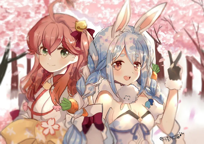 春櫻#ぺこらーと#兎田ぺこら#さくらみこ#miko_Art#ホロライブ#hololive 