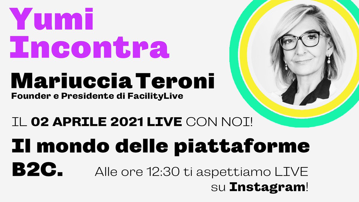 FacilityLive (@facilitylive) on Twitter photo Oggi, alle 12.30, <a href="/MariucciaTeroni/">Mariuccia Teroni</a> sarà ospite di Yumi in una Instagram LIVE.
Segui la diretta 👉instagram.com/yumi.community/ Oggi, alle 12.30, <a href="/MariucciaTeroni/">Mariuccia Teroni</a> sarà ospite di Yumi in una Instagram LIVE.
Segui la diretta 👉instagram.com/yumi.community/