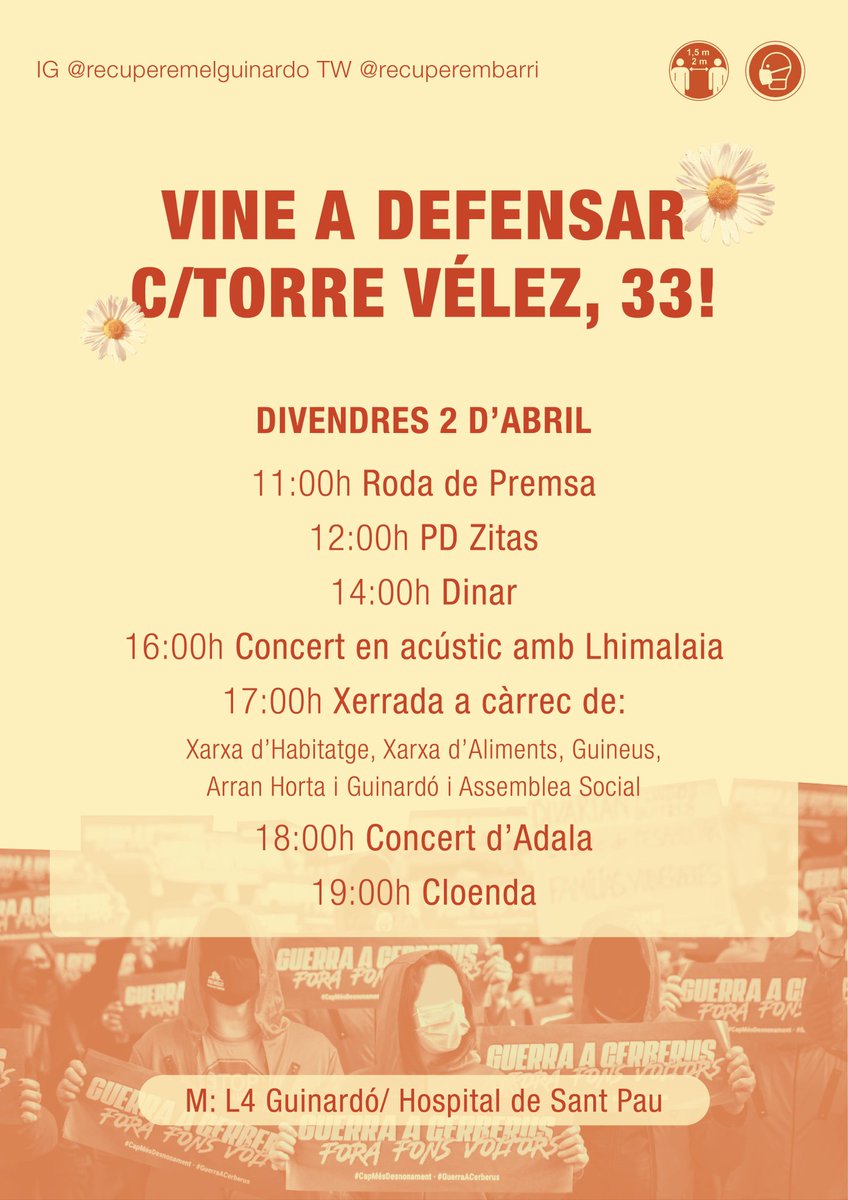 ⚠️AVUI INAUGUREM EL NOU ESPAI ALLIBERAT AL GUINARDÓ DE LES MANS DE CERBERUS I BUIT DES DE FA 10 ANYS.

👉Les entitats que es trobaven sense espai a la fi tindran lloc, i les veïnes podrem gaudir d'un espai de totes i per a totes.

🥳VENIU A CONEIXE'L I DEFENSAR-LO, US HI ESPEREM