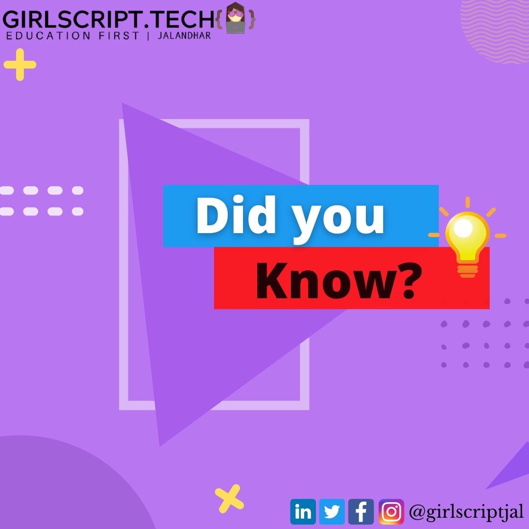GirlScriptJal's tweet image. GirlScript Jalandhar wishing you all a Good Friday
Here comes the Friday 💥and we are ready with some of the intresting facts that might stun you😱
Keep swiping 👉🏻
For more interesting facts stay tuned.#educationfirst