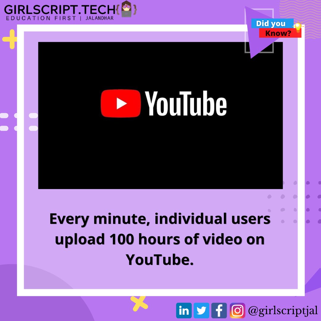 GirlScriptJal's tweet image. GirlScript Jalandhar wishing you all a Good Friday
Here comes the Friday 💥and we are ready with some of the intresting facts that might stun you😱
Keep swiping 👉🏻
For more interesting facts stay tuned.#educationfirst