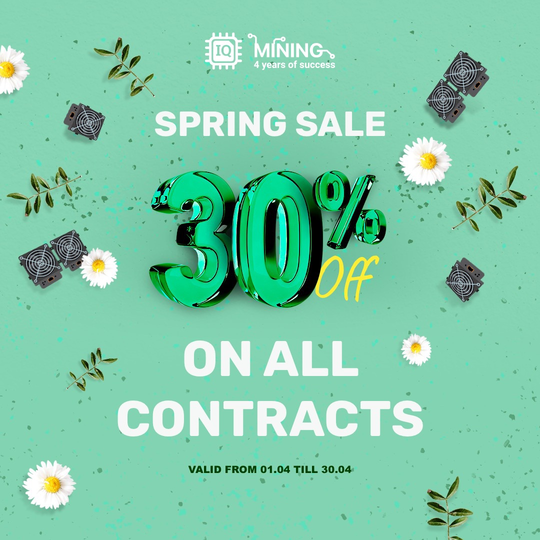 iqminingcom's tweet image. Special promo offer! 🔥All mining contracts are 30% off until the end of April. Prices have been already reduced, this offer works without a promo code.
