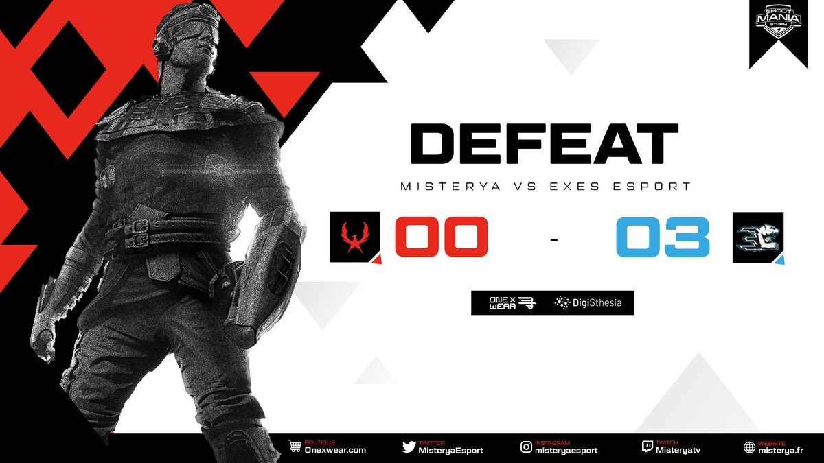 🔴⚫️SHOOTMANIA⚫️🔴

Nos joueurs s'inclinent 3-0 🆚 <a href="/eXeSeSport/">eXeS eSport</a> lors de cette <a href="/ULeagueSM/">Ultimate League - Shootmania</a>. 

Nous jouerons donc pour la 3e place.

GG WP 

#MisteryaUprising 🦅