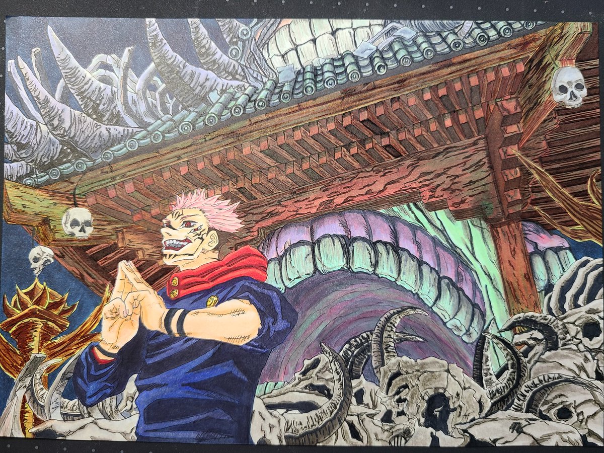 領域展開 伏魔御厨子」 すくな完成しました #模写 #コピック #呪術廻戦