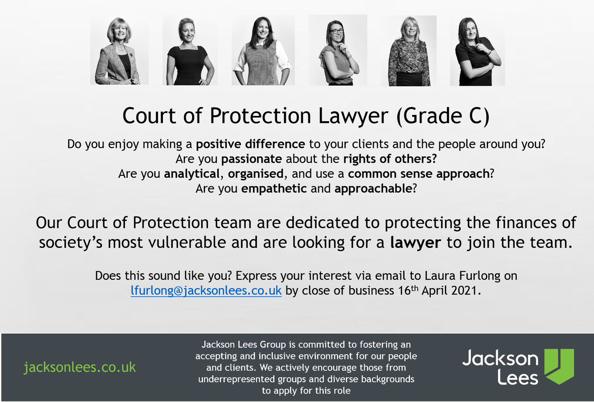Our brilliant Court of Protection team is looking for a #Lawyer to join them in protecting the finances of society's most vulnerable.
Take a look at our newest #LiverpoolJobs vacancy below! 
👇
bit.ly/3fvxc0D