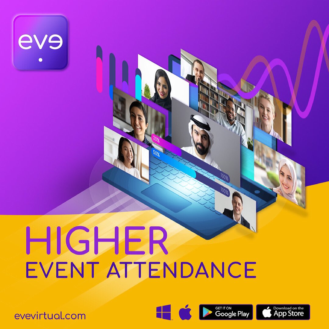 eve_virtual1's tweet photo. A standard for physical events attendance is 30% from the registered participants, while on eve, we have recorded a presence of 50% plus attendance.
 #virtualevents #evevirtual #virtualanything #virtualconference https://t.co/p7ZyB49OoQ