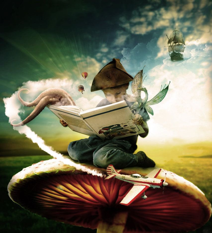 Фантазия человека. Фантазия и воображение. Чтение книг. Воображение картинки. Книга арт.