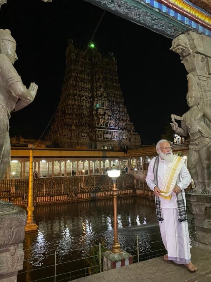 Modi ji blessed for a resounding Victory in Tamil Nadu at Sree Meenakshi Temple , Madurai ...@narendramodi @PMOIndia @BJP4TamilNadu @blsanthosh @CTRavi_BJP @BJPMahilaMorcha @KTRaghavanBJP