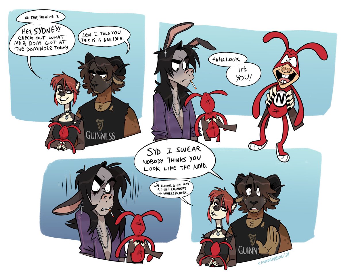 Cadaverrdog's tweet photo. Hi I’m Graves &amp; I’m a gay trans man who draws furry art &amp; comics. I like classic punk/ heavy metal, horror, aardvarks, and 80s stuff. SFW but adult oriented.
💘@fleetwoodbrak👽 👻@larsaddams🪲

Fantasy art - @Bardvarks 
Nsfw art - 🔞@BiIedriver🔞
https://t.co/QrITpemSzO

💀🛸⚡️🌈 https://t.co/5E9J4aQeFr