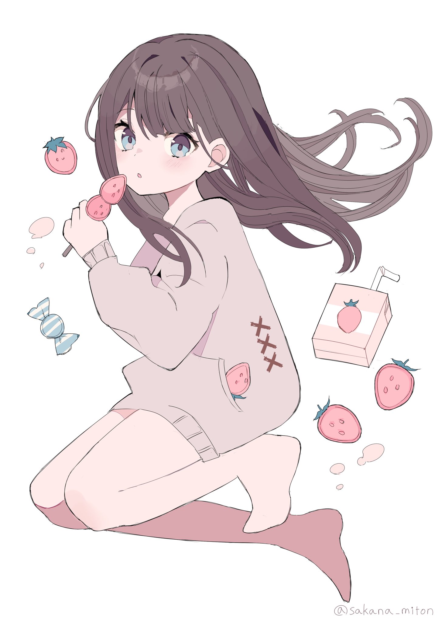 さかなミトン いちご好きな女の子