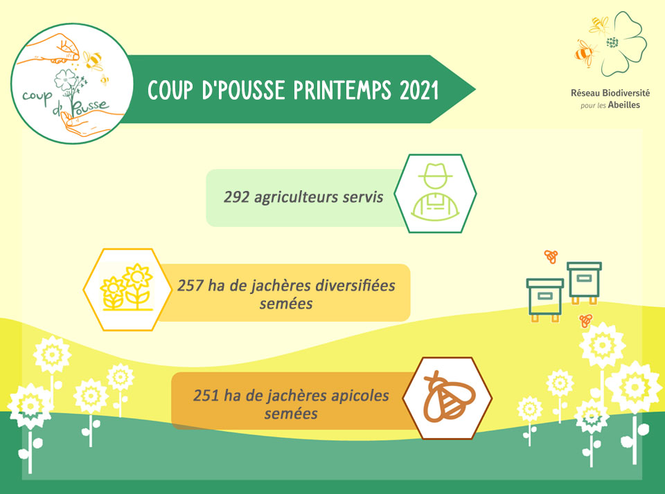 RBAbuzz's tweet photo. Un beau bilan de l'action #Coupdpousse pour ce printemps 2021 ! Grâce à vous partenaires, donateurs et #agriculteurs volontaires, c'est 508 ha de fleurs qui seront semées pour les #pollinisateurs ! Merci d'agir avec nous pour la santé et la nutrition de ces précieux auxiliaires🐝 https://t.co/dyoaUrsix1