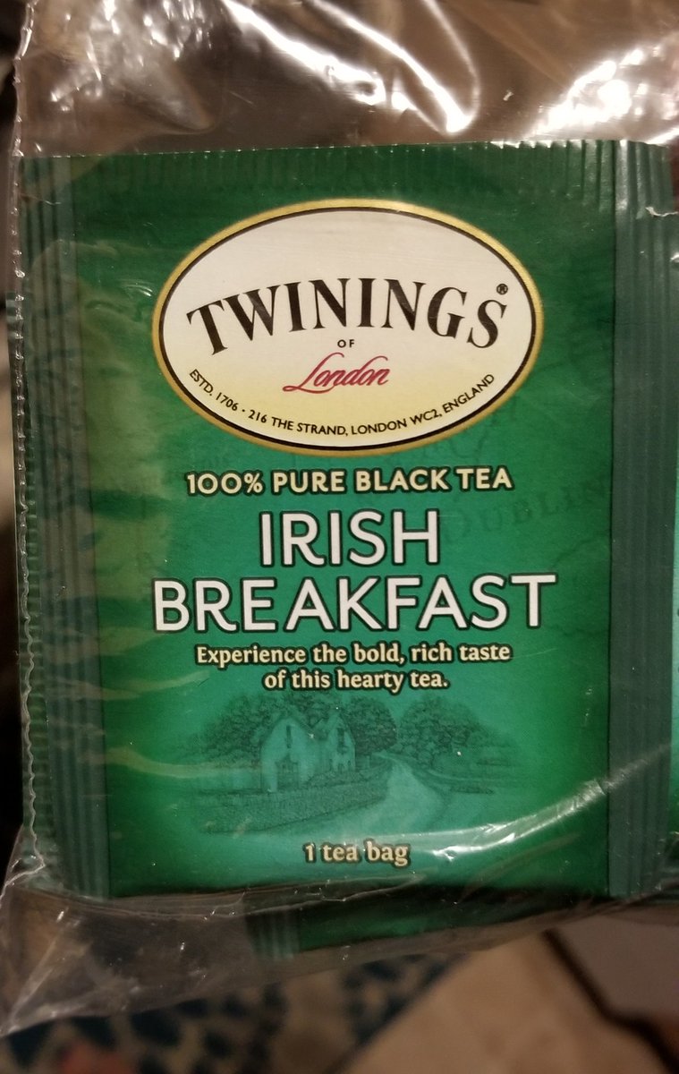 jaredrhoads's tweet photo. I love Irish Breakfast tea, but I put off trying it for a long time because it is always packaged in green--which I associate with "mint"--and I hate mint tea. #checkyourpremises https://t.co/s4TyR2uoi4