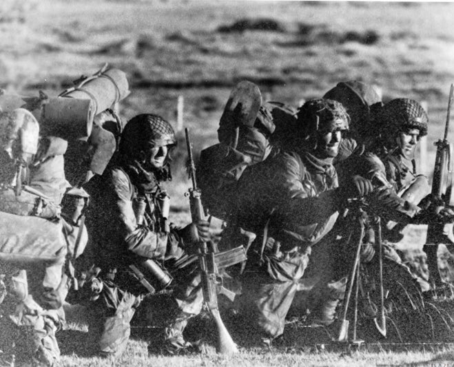39 years ago today marks the start of the Falklands Conflict. <a href="/2PARA_HQ/">2 PARA</a> and <a href="/3PARA/">3 PARA</a> were part of <a href="/3Cdo_Bde/">3CommandoBrigade</a> and at the heart of action to recapture the Islands and nations credibility.
#UtrinqueParatus