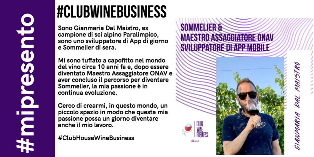 ClubWineBusine2's tweet photo. #MiPresento 

Club Wine Business è la prima rete di professionisti e imprese nata su #Clubhouse del #winebusiness. Ogni giorno presenteremo i professionisti che hanno aderito al progetto #staytuned 
Oggi conosciamo GIANMARIA DAL MAISTRO
@RominaSodano @ClarettaBlu https://t.co/a7dkuXeZWP