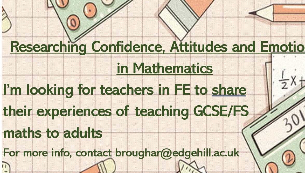 BroughamRachel's tweet photo. Hi all! I'm doing #PhD  research into the experiences of adults learning level 2 #maths in #FE Can any FE maths teachers spare 30 minutes during the Easter break to chat with me over Teams? any help would be hugely appreciated! TIA! https://t.co/JTOWtXtYOm