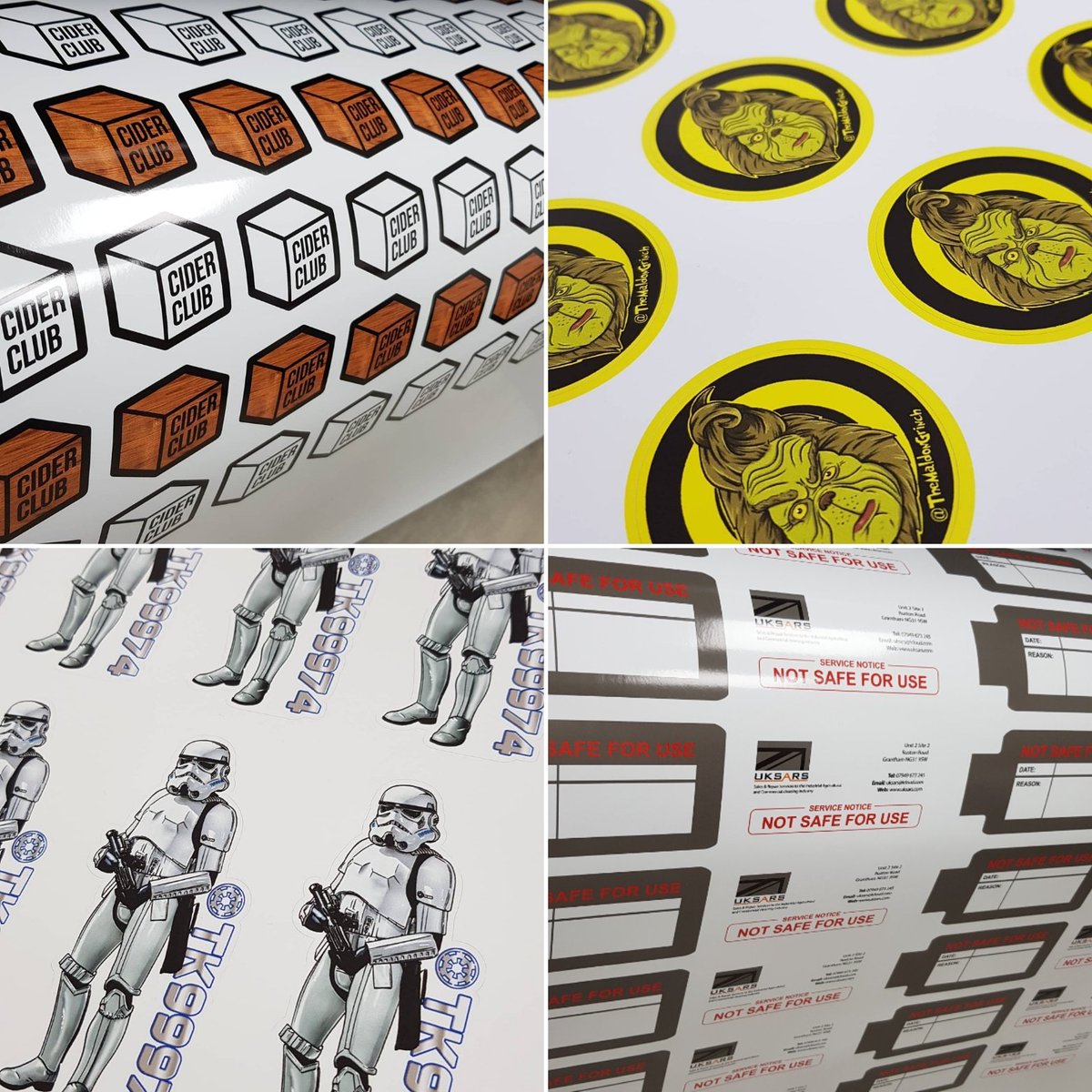 GIGERMEDIA's tweet photo. Seems everyone wants #customprinted #vinylstickers. Just some of the #print and cut projects we've undertaken recently. https://t.co/DAdqn2oKMg