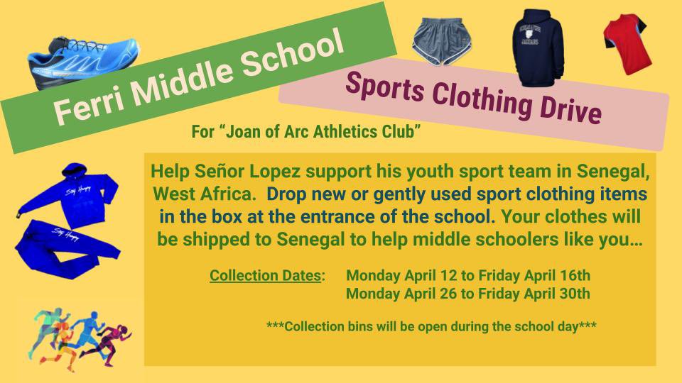ricobaldes's tweet photo. Thank you Ferri Middle School, and the Johnston Public Schools for Supporting @ZoneSponsor and the runners of the @JoanofArc Athletics Club of Dakar, @Senegal! #JPSTechStrong https://t.co/r6LSvM3L80 https://t.co/7wOk3lC8fa