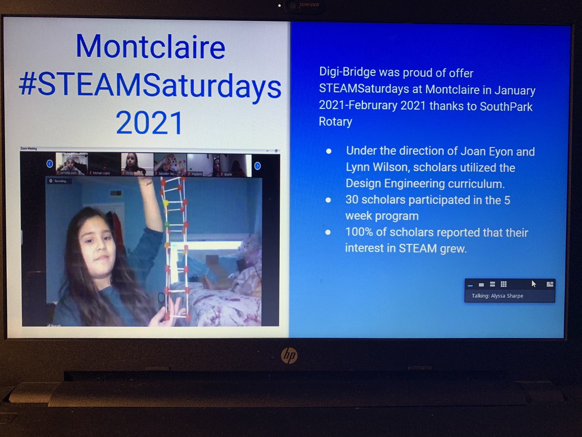 SouthParkRotary's tweet photo. Thanks to Alyssa Sharpe for joining us this AM and presenting an update on @DigiBridgeUS.  We are proud to sponsor #STEAMLab at @MontclaireElem again this year! https://t.co/05Jsr0BROZ
