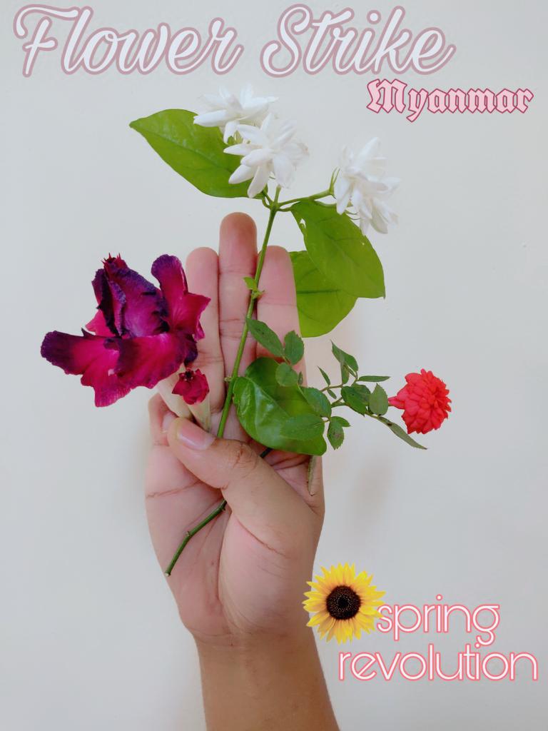 JusticeRed6's tweet photo. 2.4.2021

##Flower_Strike_Myanmar
##Spring_Revolution 
##Save_Myanmar
##Hear_the_voice_of_myanmar
##အေရးေတာ္ပုံေအာင္ရမည္
##က်ဆုံးသြားသူေတြအတြက္ေလးစားဂုဏ္ျပုပါတယ္ https://t.co/e7sJfX06NZ