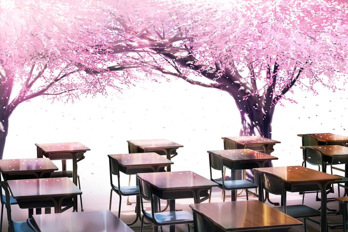 「桜と教室」
桜のイラスト描きました?? 