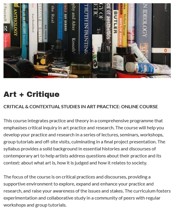 Is there a tension between the values of art and political values? Is art an effective tool for effecting or resisting social change? Art+Critique: Critical & Contextual Studies in Art Practice #altarted ONLINE #course starts Tue, 13 Apr, 18:30-20:30 GMT+1 videomole.tv/artncritique/