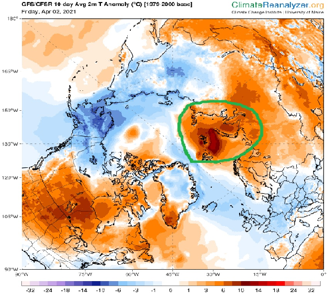 peakaustria's tweet photo. In den nächsten Tagen wird es wieder in der Arktis extrem heiß und die Methan Lecks sind auch deutlich zu sehen #shakhova #methan #arcticheatwave #BOE https://t.co/pwFgOJp8Dc