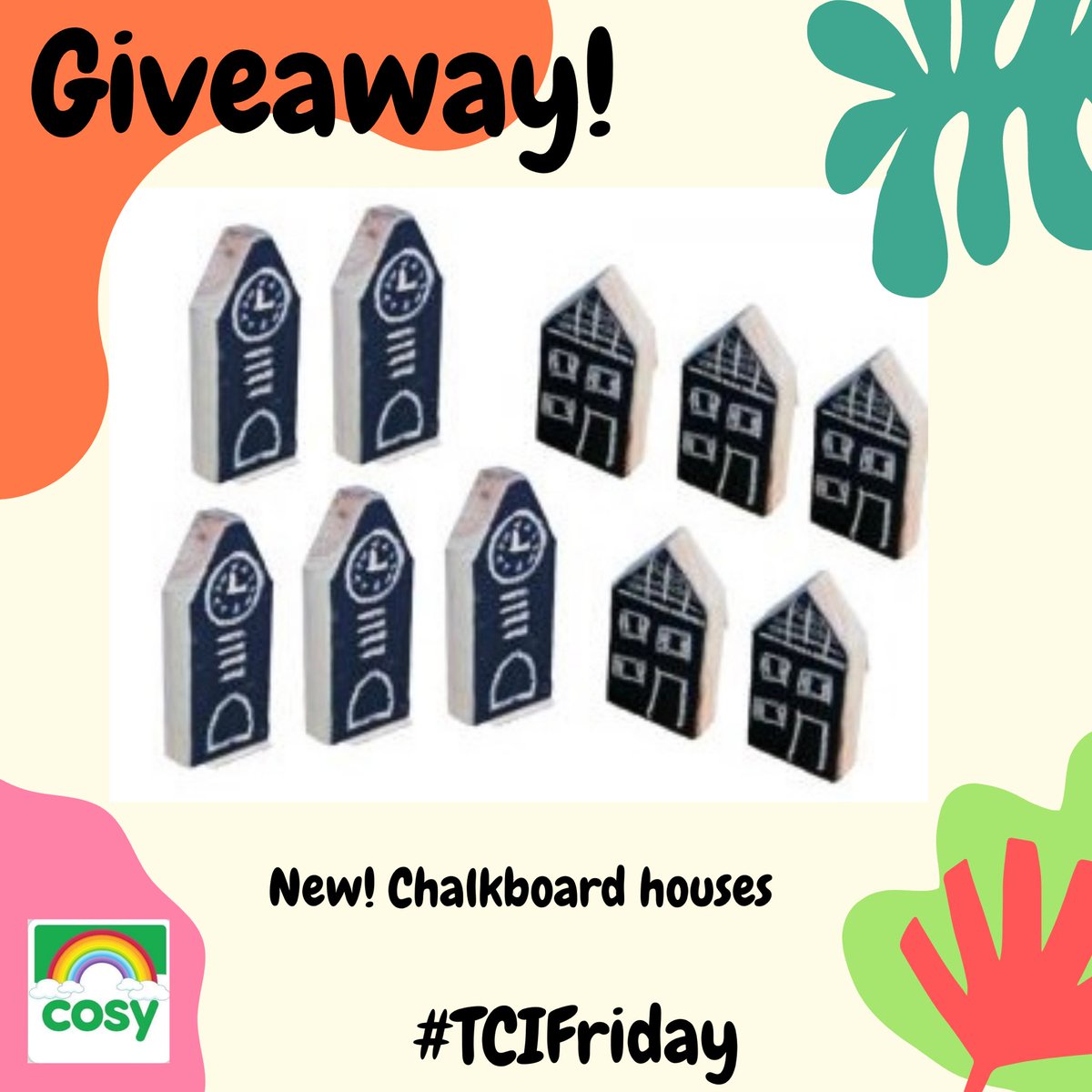 cosydirect's tweet photo. Thank Cosy it’s Friday!

To be in with a chance of winning a set of our new chalkboard houses, here’s what you need to do....

💚 Follow
💚 RT
💚 Tag a friend...or 2 or 3!

Closes at midnight tonight. Good luck! 

#TCIFriday https://t.co/jzJ5z6n8Ku