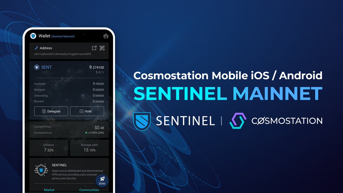 CosmostationVD's tweet image. 5/ Sentinel Mainnet is now available on Cosmostation @IBCwallet iOS &amp;amp; Android.

Install v1.5.0 now to begin securely earning passive $DVPN income in the palm of your hand.

Cosmostation Wallet - your portal to decentralized finance powered by @CosmostationVD 

👇 Links below