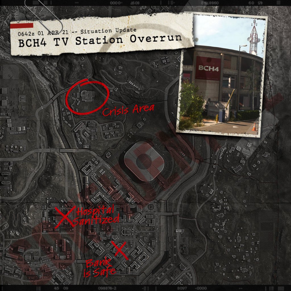 codintel8880's tweet photo. The undead have now reached the TV Station, Ray Gunโs next Verdansk news report will be interesting ๐
#Warzone #CWSeasonTwo https://t.co/vOU8Dv14QJ
