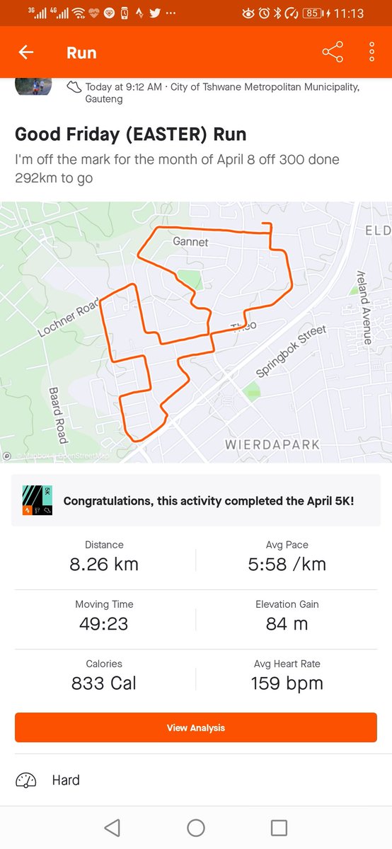 saChetse's tweet photo. April's account has been opened. Challenge is 300km this month, let's see how it goes. Happy Easter to you all #16in16 #NoToGBV #NoExcuse #RunWell #hokaoneone #FetchYourBody2021 #RunningWithTumiSole #80Kman
#SpotRunningWeightLossChallenge https://t.co/VTm2bVZhIO