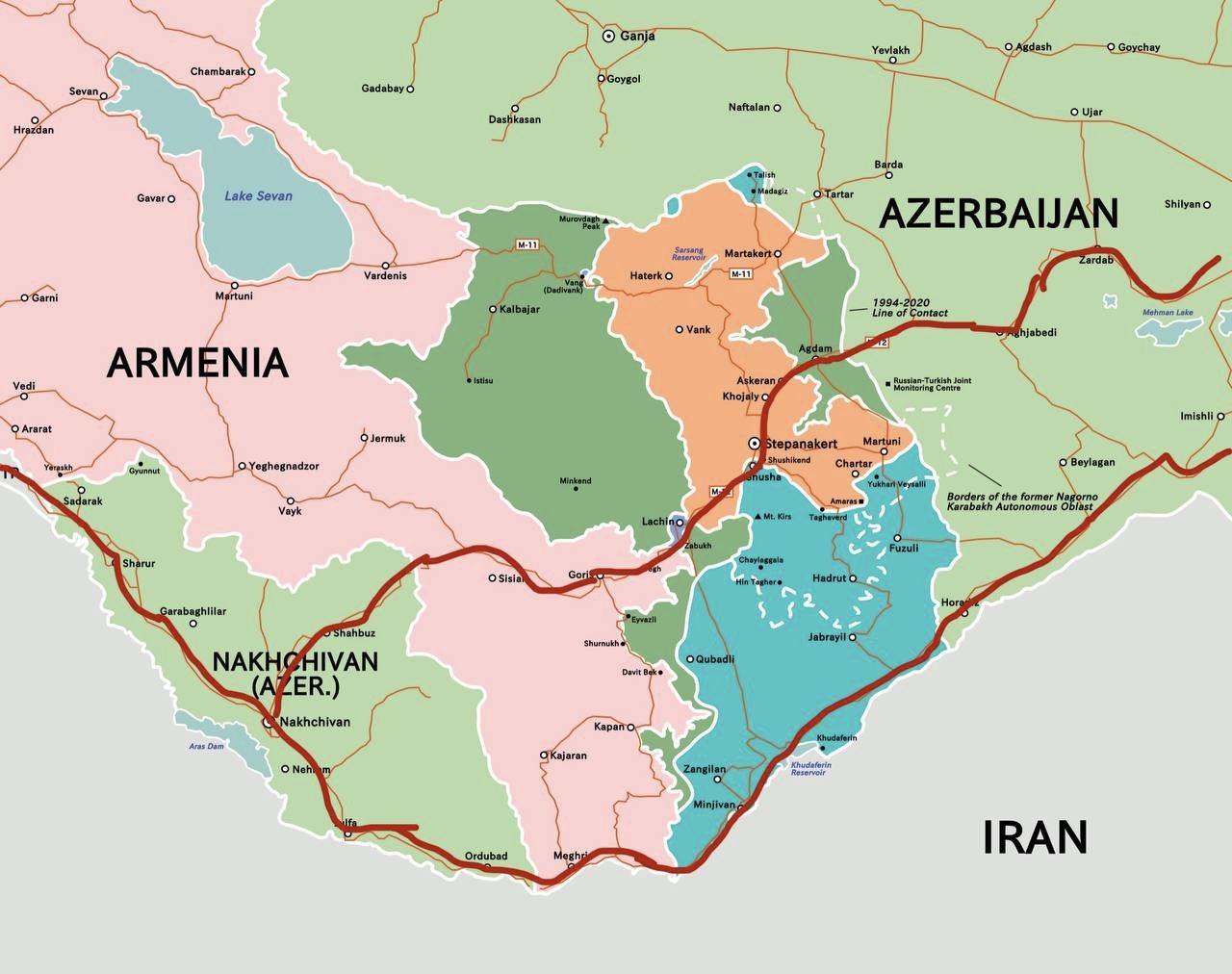 Карта Нагорного Карабаха 2021