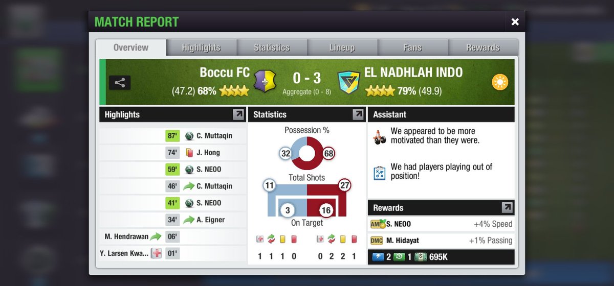 ElNadhlah's tweet photo. Full Match
#NordeusCup Road To 32 Leg 2

"Kemenangan Telak tanpa balas memuluskan jalan kami menuju babak 16 besar.. Dalam babak 16 kami akan menghadapi team kuat asal Jakarta, Achbarri FC" Mas Fee

#SquadEL
#TopElevenIndo https://t.co/Yw6C81JMYv