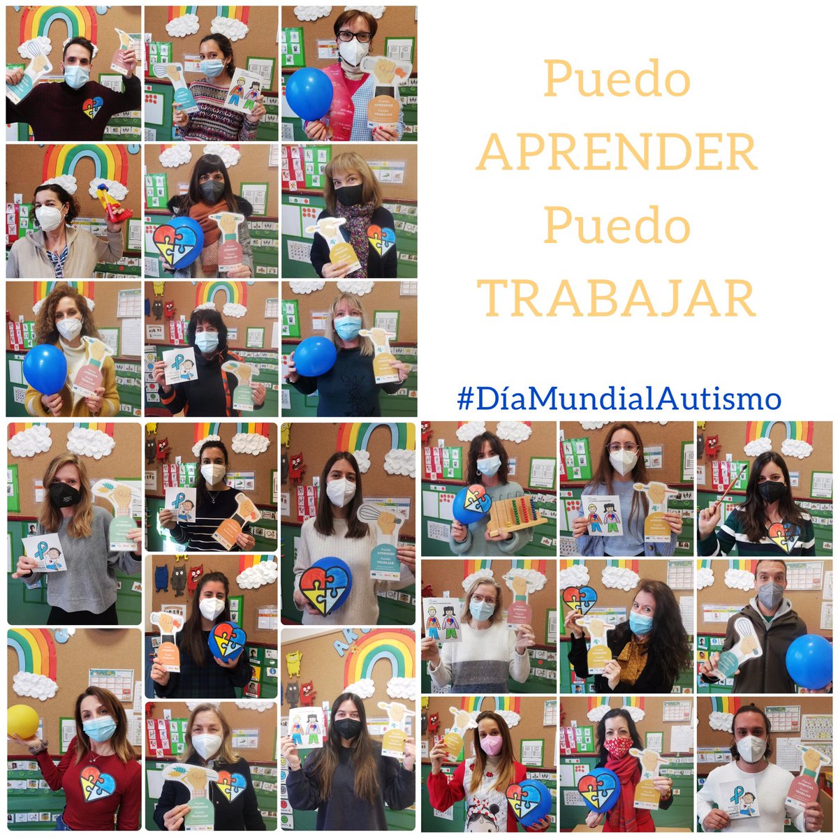 CEIP FERNANDO EL CATÓLICO. Hoy 2 de abril, nuestro cole se suma a la campaña ¡Puedo aprender, puedo trabajar! Una bonita forma de mostrar nuestro  apoyo a las personas con TEA y sus familias. Muchas  gracias a tod@s por vuestra colaboración!!