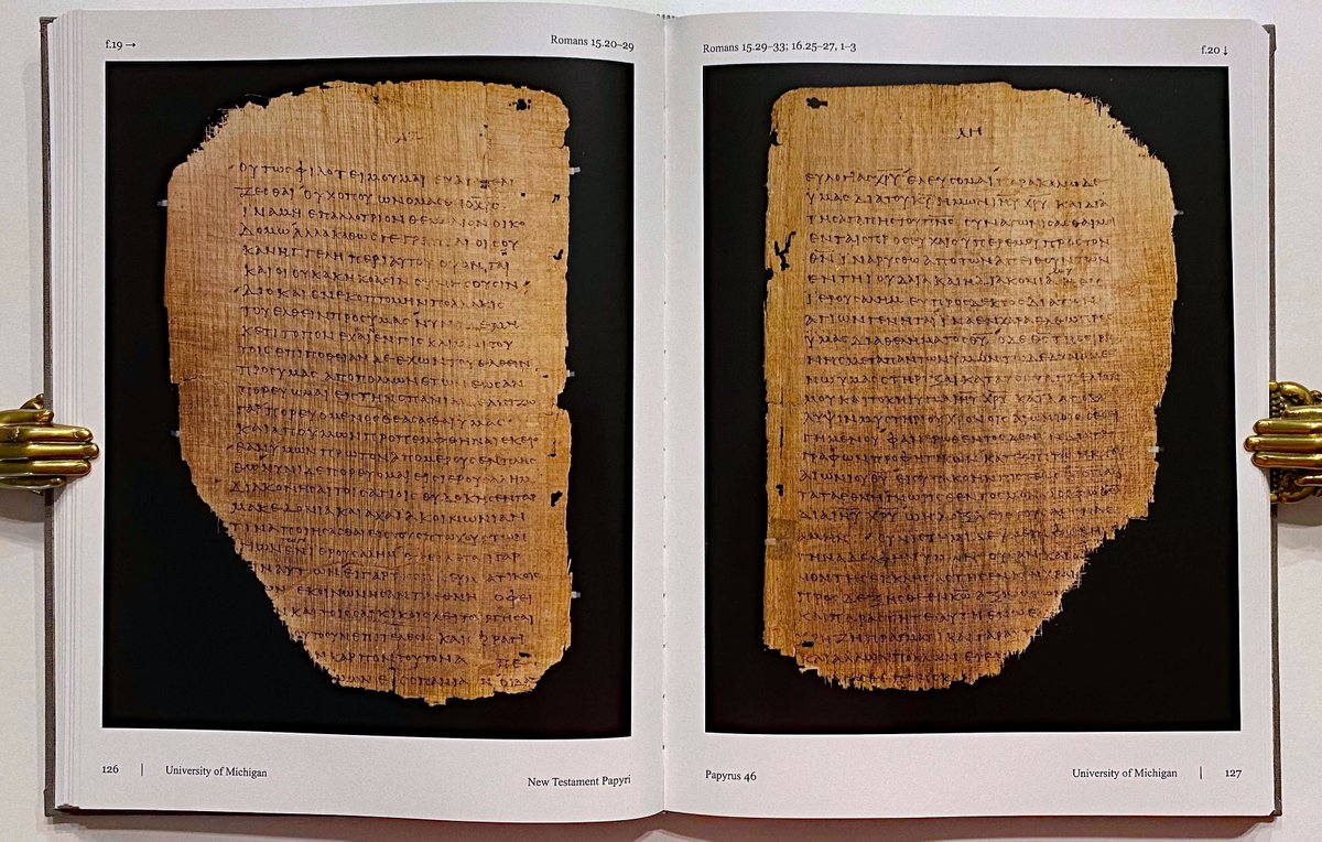 incunabula's tweet image. THE 'FIRST EDITION' OF THE NEW TESTAMENT

Not quite, but this is perhaps the closest we have: the Papyri P45, P46 &amp;amp; P47, mainly now in the Chester Beatty collection, date from the 3rd century &amp;amp; contain parts of all 4 Gospels, Acts, the Pauline epistles, Hebrews &amp;amp; Revelation.  1/3