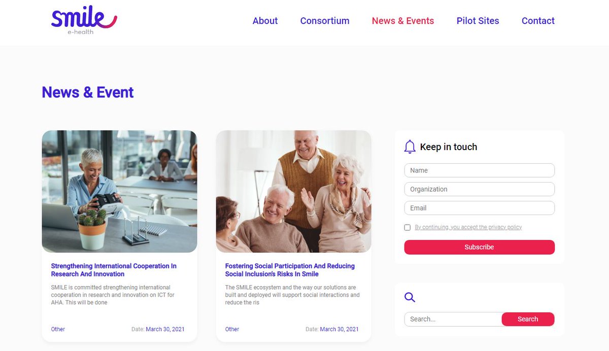 We are happy to announce that our new website is live!  Go to smileehealth.eu &amp; sign up for our newsletters to keep in touch! #SmartLivingEnvironments for #OlderPeople 
#H2020 project supported by 
<a href="/eHealth_EU/">eHealth_EU</a>