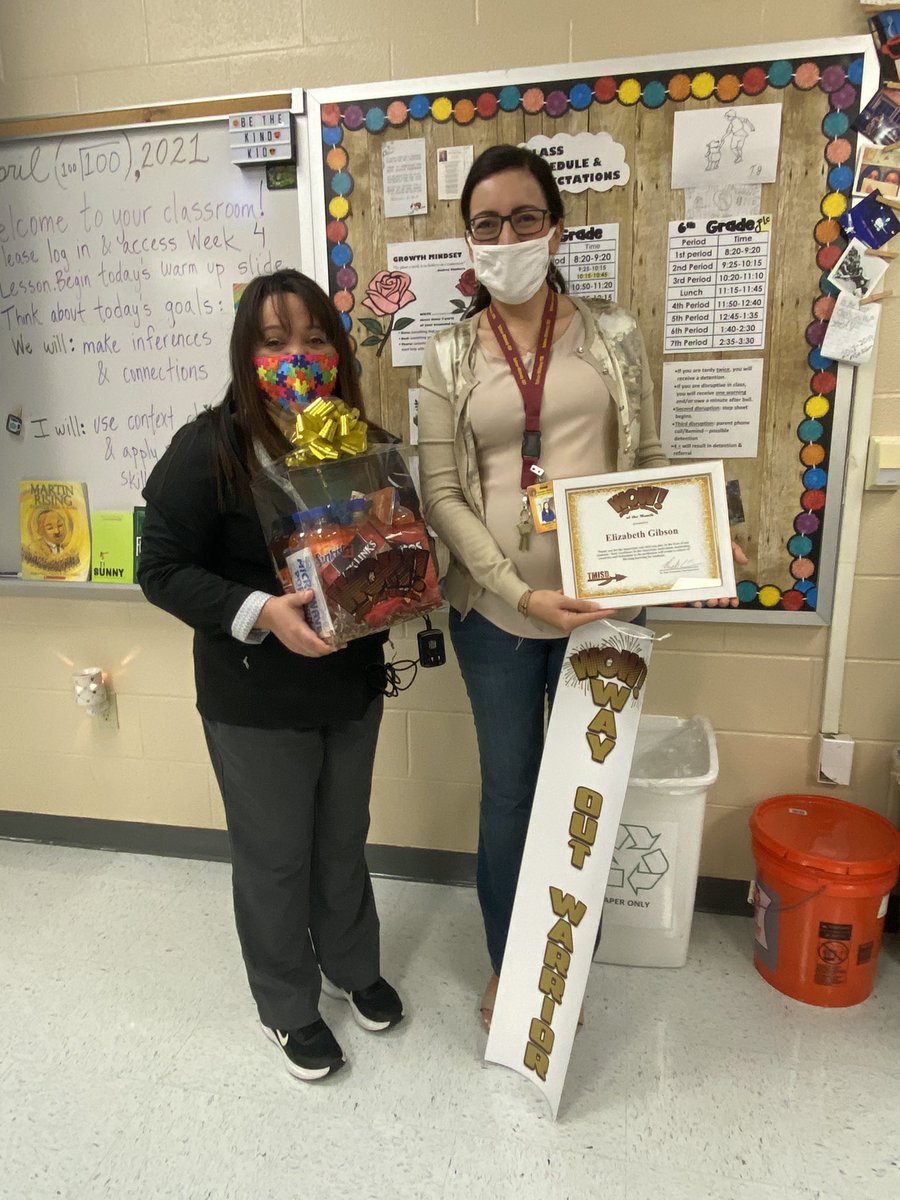 Congratulations to our Way Out Warriors for the month of March, Mrs. Nicole DeLeon and Mrs. Elizabeth Gibson!