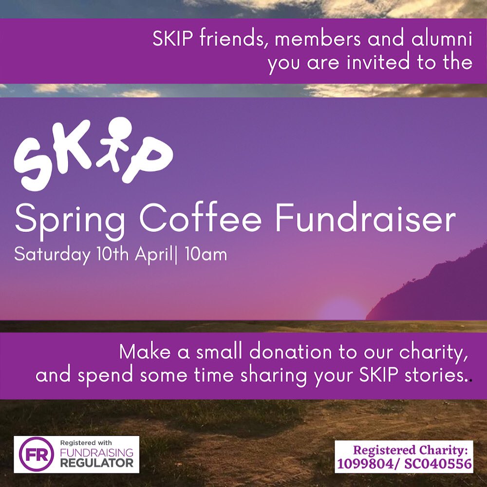 SKIP_Global's tweet image. Join us for the SKIP Coffee Fundraiser on Saturday 10th April! This is an opportunity to engage with new and old charity members, through a relaxed morning of activities and reminiscence. To everyone involved in SKIP past and present, join us for a chat over a hot beverage.