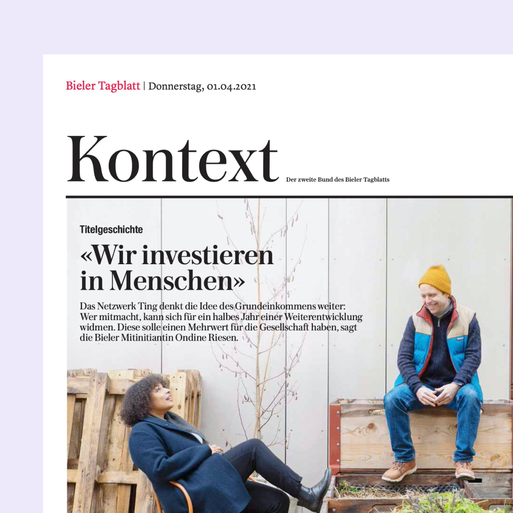 rubenfeurer's tweet photo. Unser Projekt https://t.co/TXHgUmIwPL war gestern die Titelgeschichte im Bieler Tagblatt. Mathias (Mitglied) und Ondine (Team) erzählen über die Community und wie wir gemeinsam in Menschen investieren. https://t.co/EeQ0iSRMBU