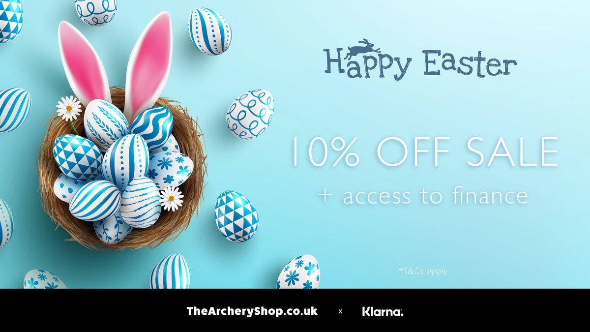 ZeArcheryShop's tweet photo. Celebrate spring and renew your gear with a fab offer 🐰🌷
T&amp;Cs apply: discount is not valid in conjunction with other discounts, on gift vouchers or on our Uukha and Hoyt product range.
Head now to https://t.co/hXyrX9M9gF https://t.co/Al39mbpthR