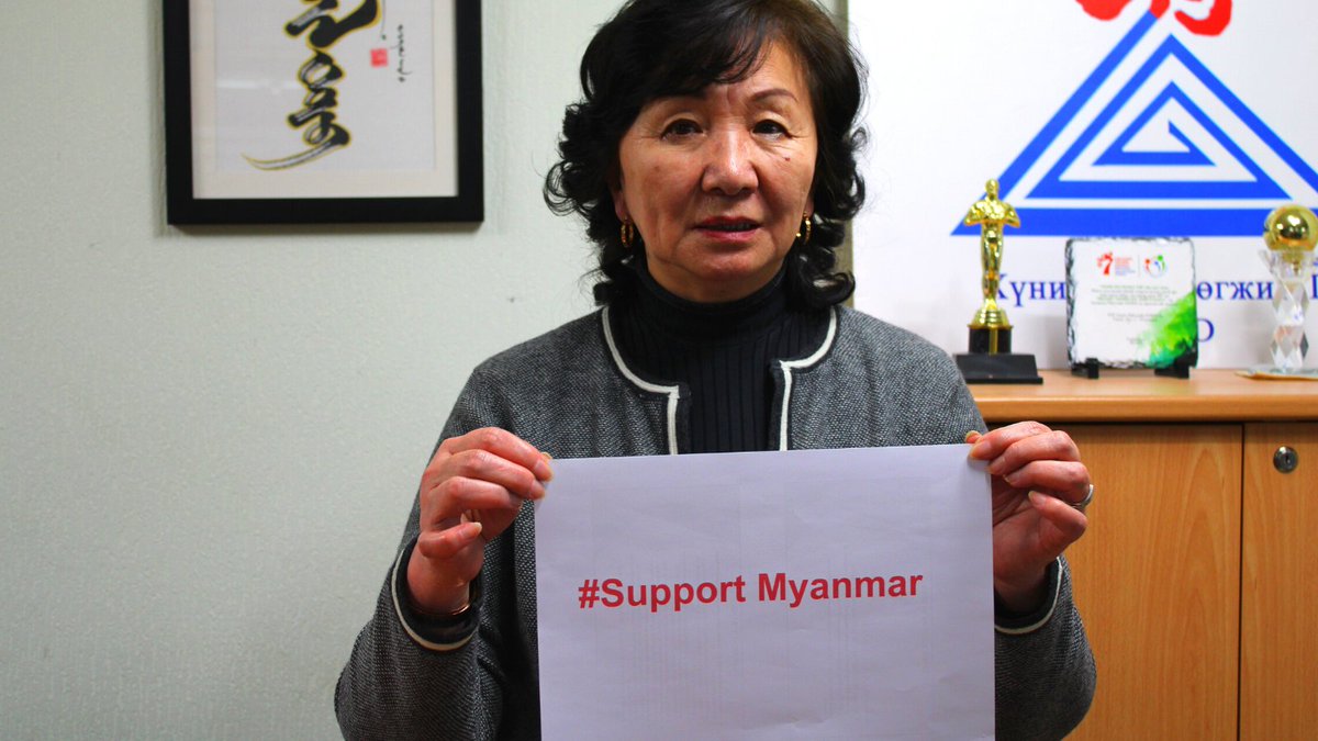 Urantsooj Gombosuren from  @CHRD_Mongolia, one of  @forum_asia members in  #Mongolia, stands in solidarity with the peoples of  #Myanmar in the fight for  #democracy. Join us and show your  #SolidarityForMyanmar #WhatsHappeninglnMyanmar