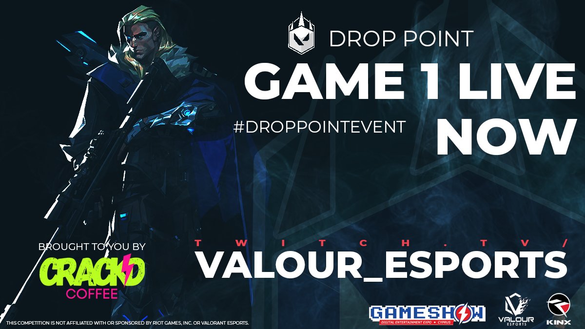 Our first game is going live! It's Spike Rush, anything can happen! Keep an eye out for those #CrackdMoments! 

#DropPointEvent 

twitch.tv/valour_esports