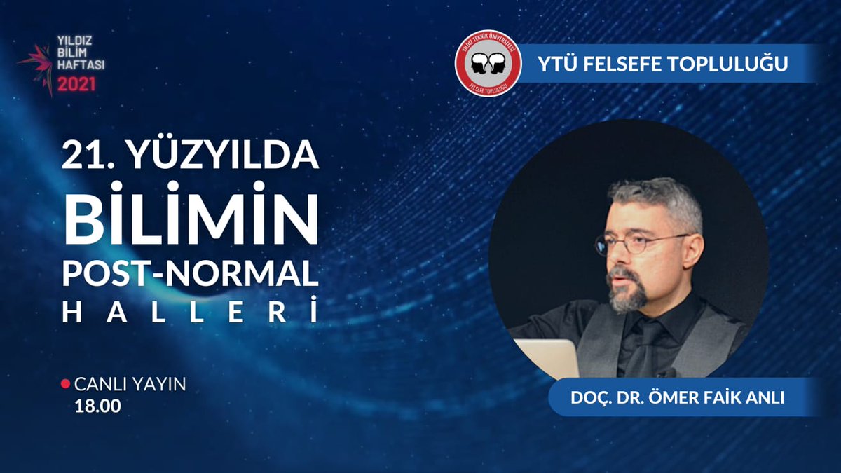 Doç. Dr. Ömer Faik Anlı (<a href="/omerfaikanli/">Ömer Faik ANLI</a>) ile bugün saat 18.00'da Yıldız Bilim Haftası Youtube kanalında olacağız. Herkesin erişimine açık olacak olan canlı yayına 18.00'da aşağıdaki bağlantıdan ulaşabilirsiniz.

bit.ly/3rKAob6