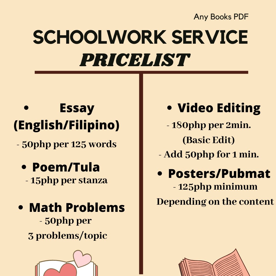 HelperWorks's tweet image. Here is the updated price list and rules :) 

#PagawaAssignment #Modules #Acads #commissionsopen