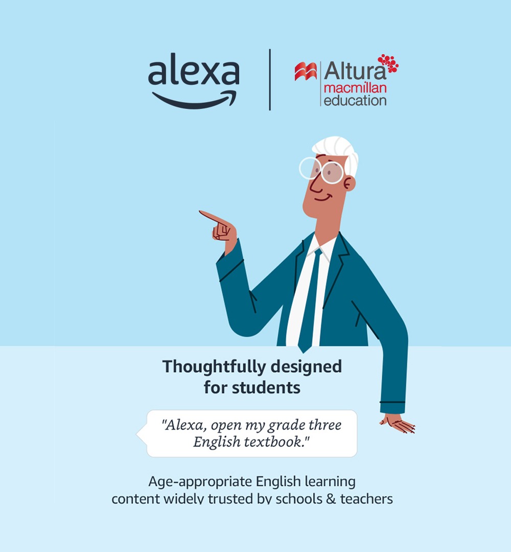 MacmillanEd_Ind's tweet photo. Explore the fun way of learning English with Altura Skills - now available on Alexa. Ask Alexa to ‘start Macmillan Altura!’
Read More: https://t.co/D4J88farkm
#MacmillanEducationIndia #MacmillanIndia #Alexa #Altura #AlexaAltura #LearnwithAlexa https://t.co/rMJGJQrSzE
