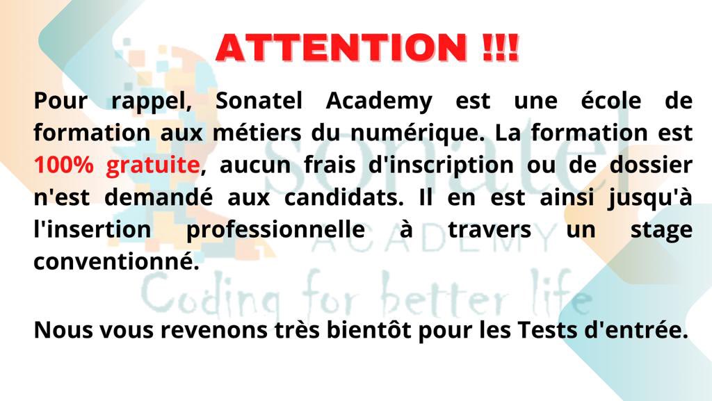 sunucvideo's tweet image. ATTENTION VIGILANCE @AcademySonatel #CodingForBetterLife @GroupeSonatel #RSE