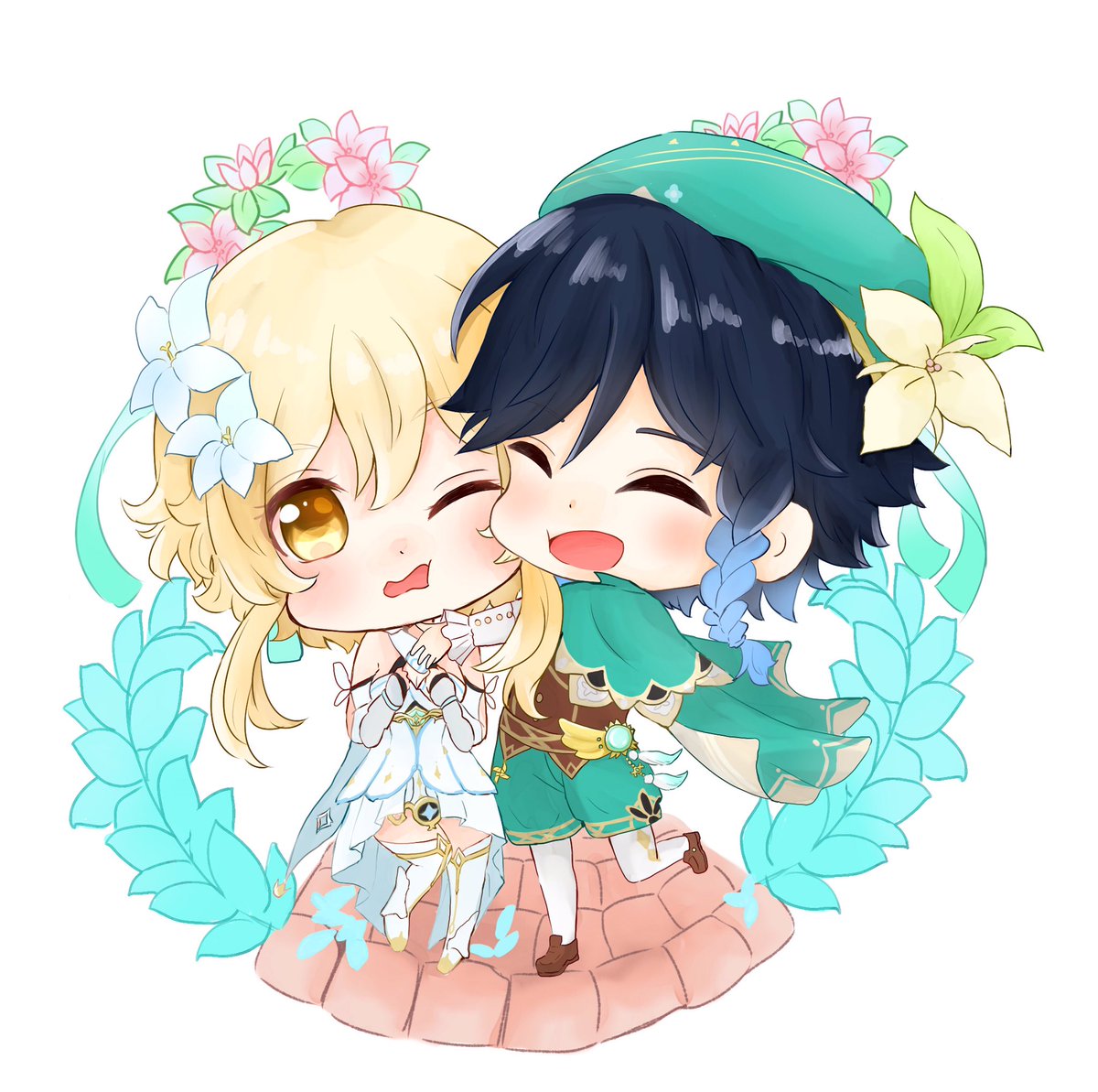 原神 ウェンほた ウェン蛍 ウェンティは無事ゲットしました ちびぐみ のイラスト