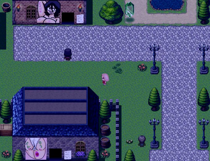 ツクールのマップチップ手軽に作れる割に結構それっぽく見えるから、作ってて楽しい。ドットキャラももうちょっとマシにしてぇもんだ 