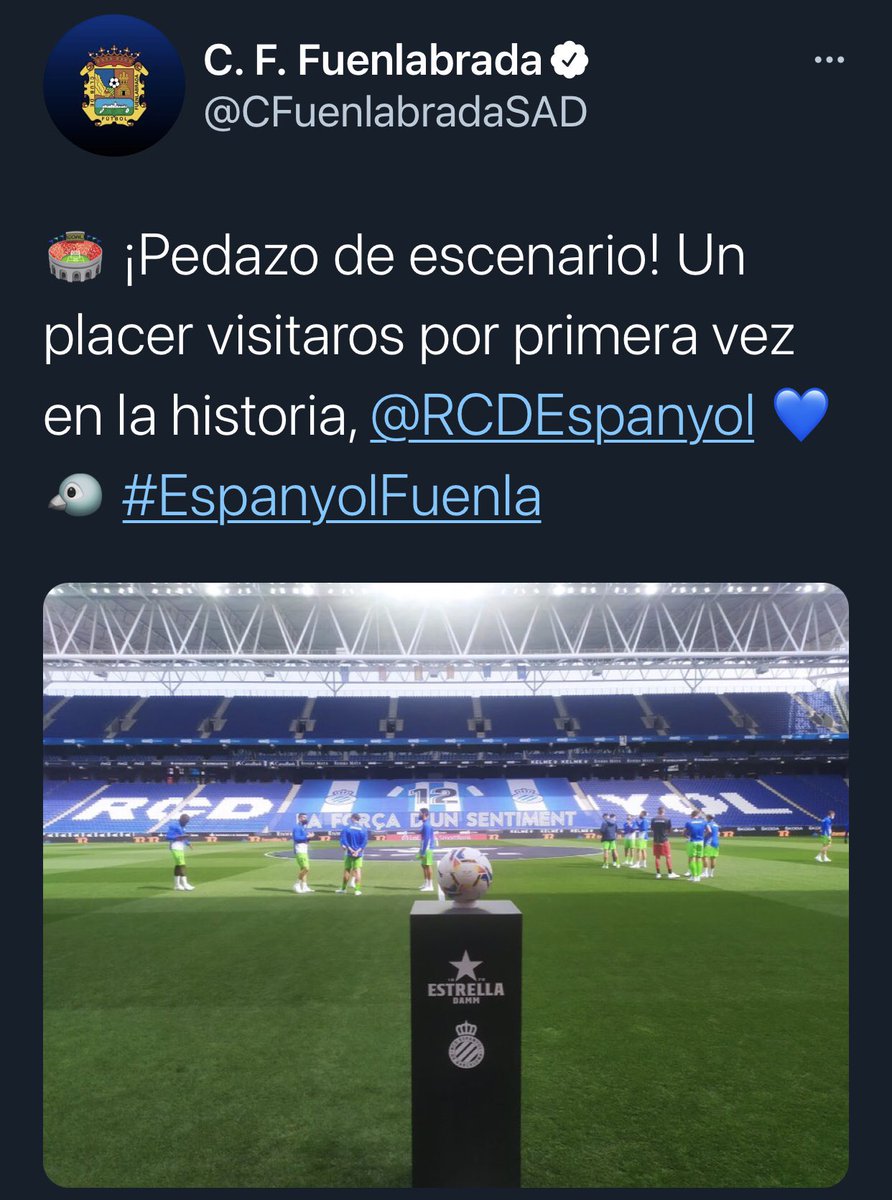 El C. F. Fuenlabrada siempre BIENVENIDO al RCDE Stadium 👍 @CFuenlabradaSAD @RCDEspanyol #RCDE 🔵⚪️