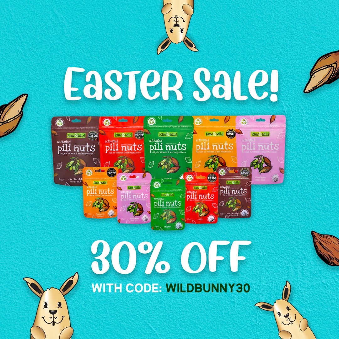 Our Delicious Easter Sale starts today! Get 30% off with code: WILDBUNNY30. 🐰
May you feel the hope of new beginnings, love and happiness during this joyful Easter holiday.  🌸🐥🙏
#pilinuts #activatednuts #easternuts #vegansale #springsale #sale #plantbased #vegan #vegans