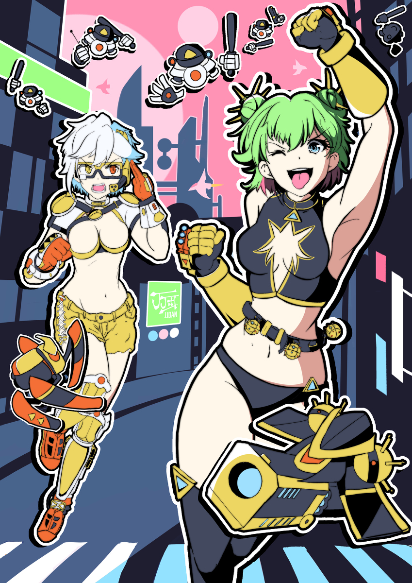 JJdan_illust's tweet photo. The Chase #オリジナル #緑髪 #ショートカット #デニム #太もも #ロボット #街 #白髪 #可愛い #女の子 https://t.co/4B4bkpYQQN https://t.co/1Bo4ONMaFI